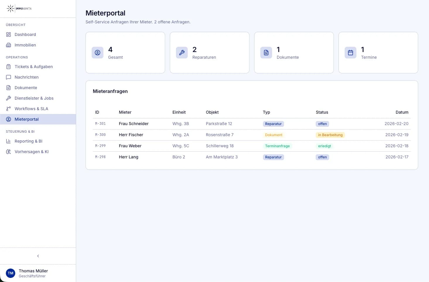 Das Mieterportal - Alles im Blick, für Verwaltung und Mieter